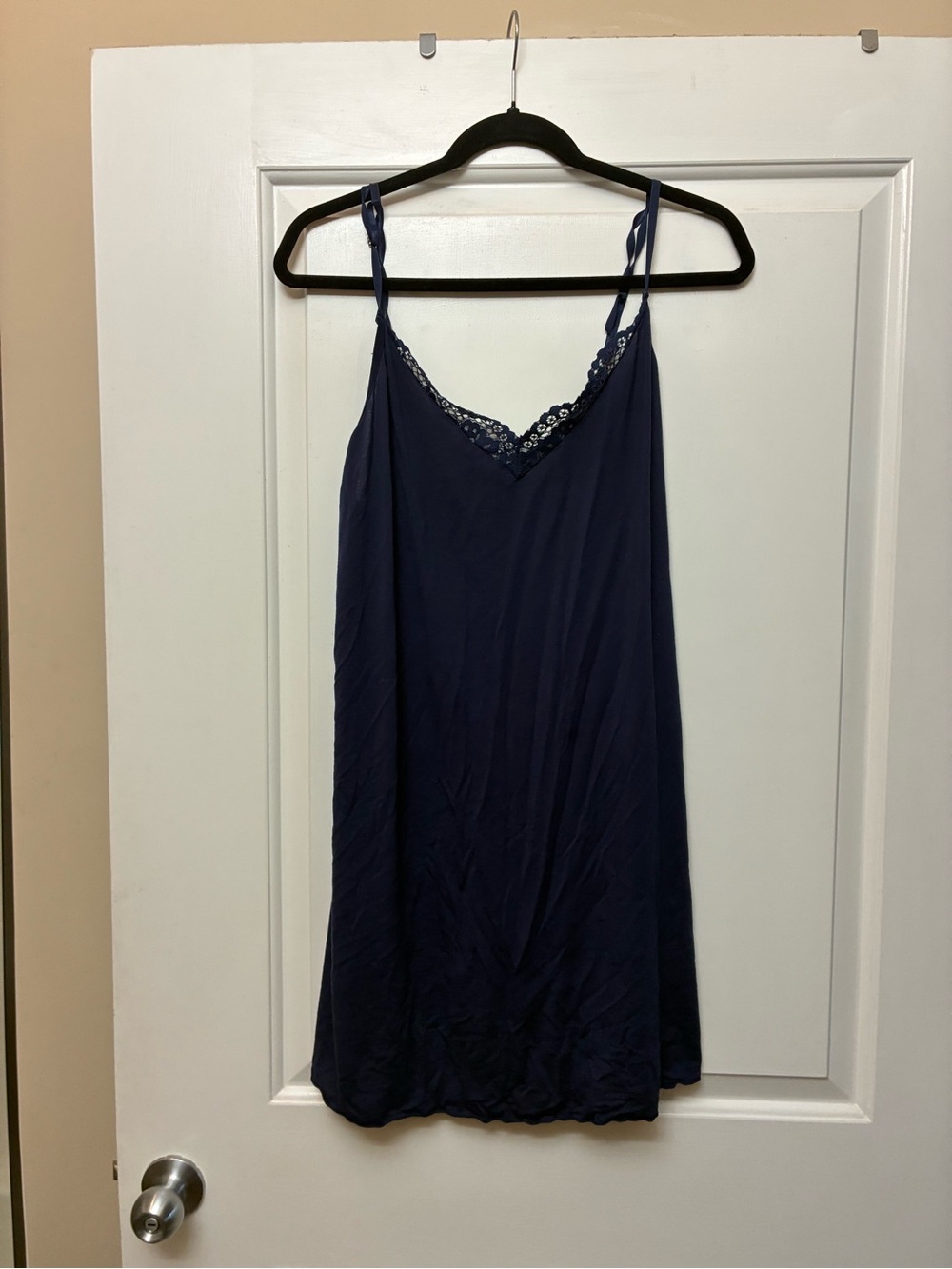 Navy Lace-Trim Slip Nightdress - Women Intimates